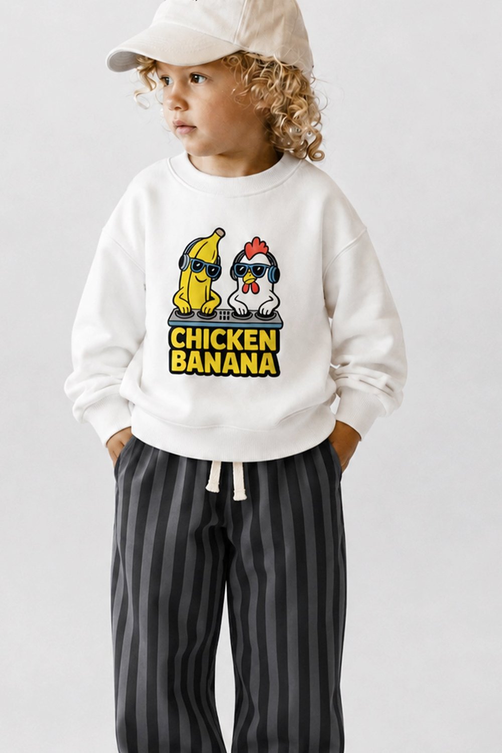 Unisex Çocuk Baskılı 3 İplik Kumaş Pamuklu Sweatshirt