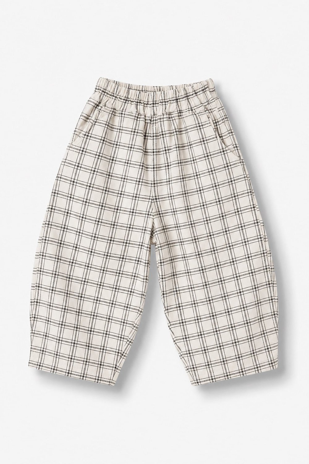 Unisex Çocuk Kareli Beli Lastikli Balon Pantolon