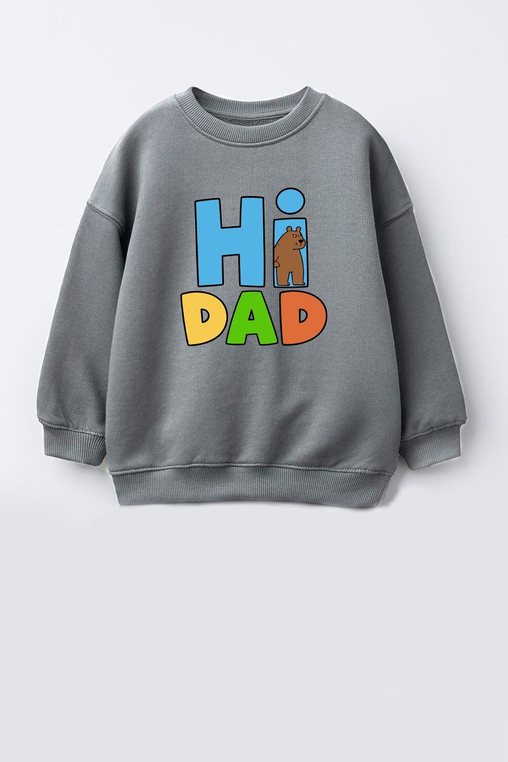 Unisex Çocuk Pamuklu Bisiklet Yaka Slogan Baskılı Sweatshirt