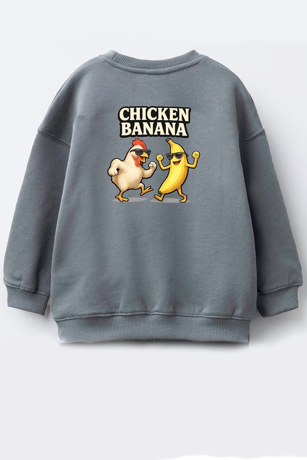 Unisex Çocuk Sırtı Baskılı 3 İplik Kumaş Pamuklu Sweatshirt