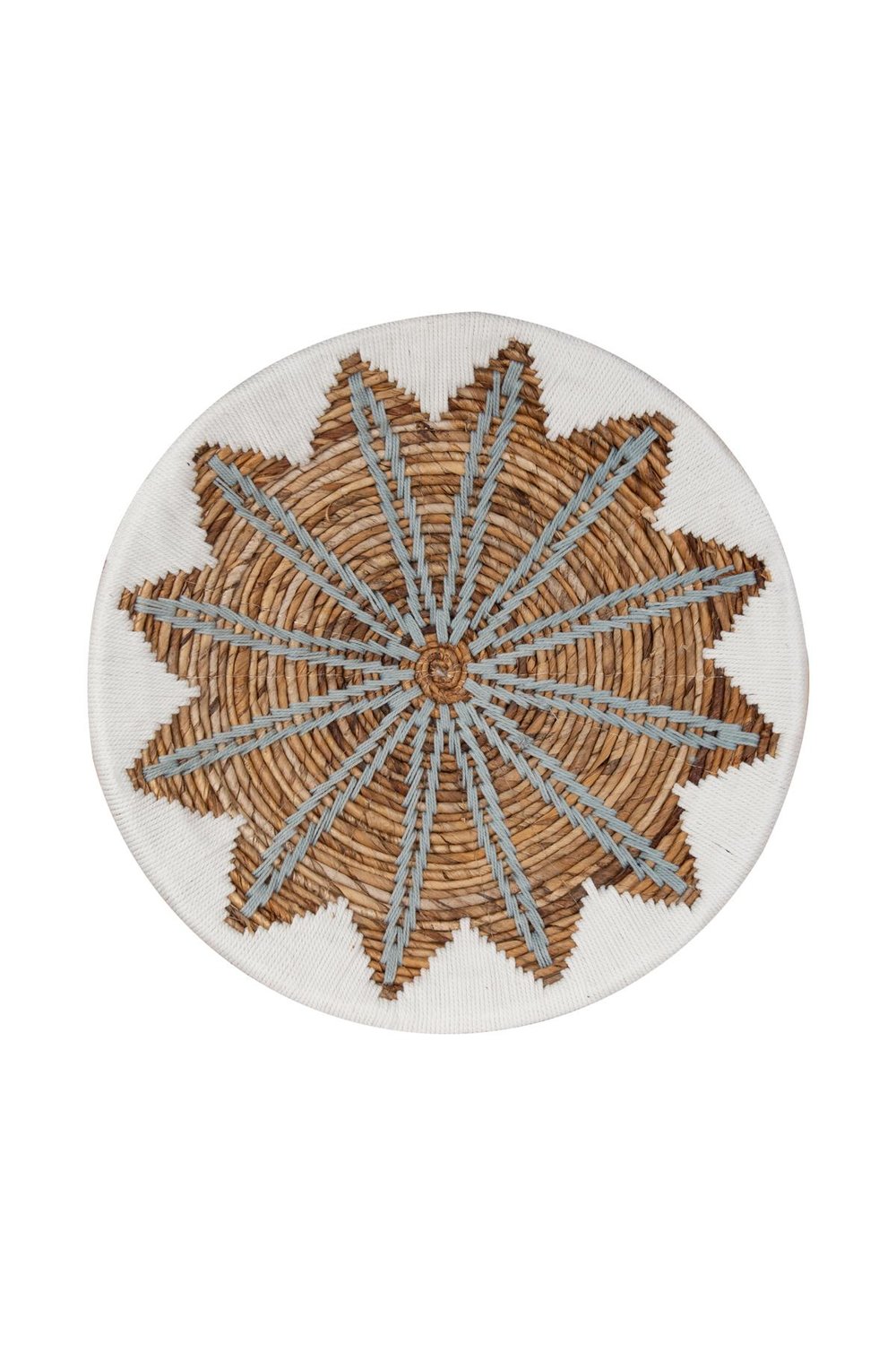 Bohem Hasır Yuvarlak Duvar Dekoru Bambu ve Makrome İle Yapılan Duvar Süsü 50 cm x 50 cm