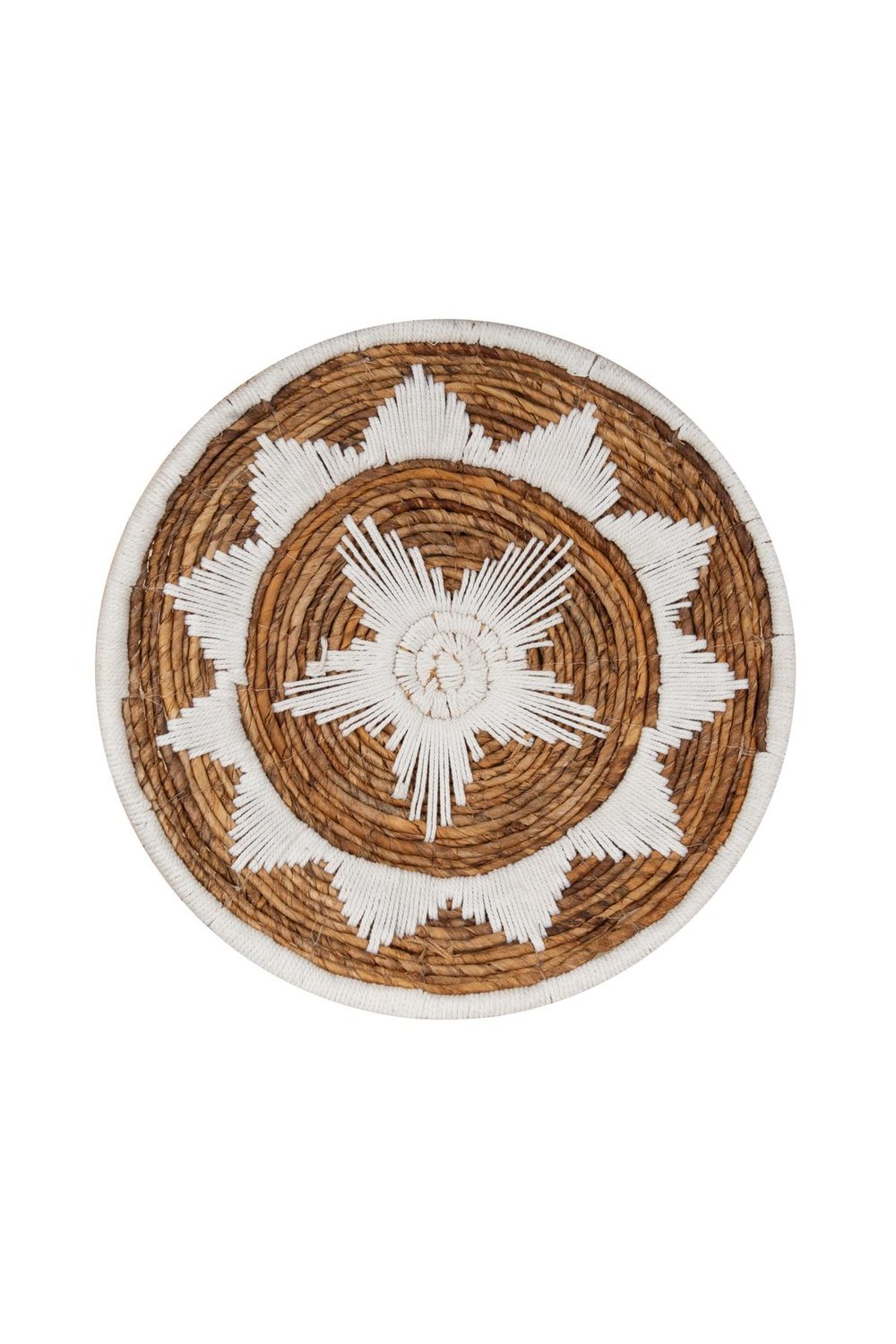 Bohem Hasır Yuvarlak Duvar Dekoru Bambu ve Makrome İle Yapılan Duvar Süsü 50 cm x 50 cm