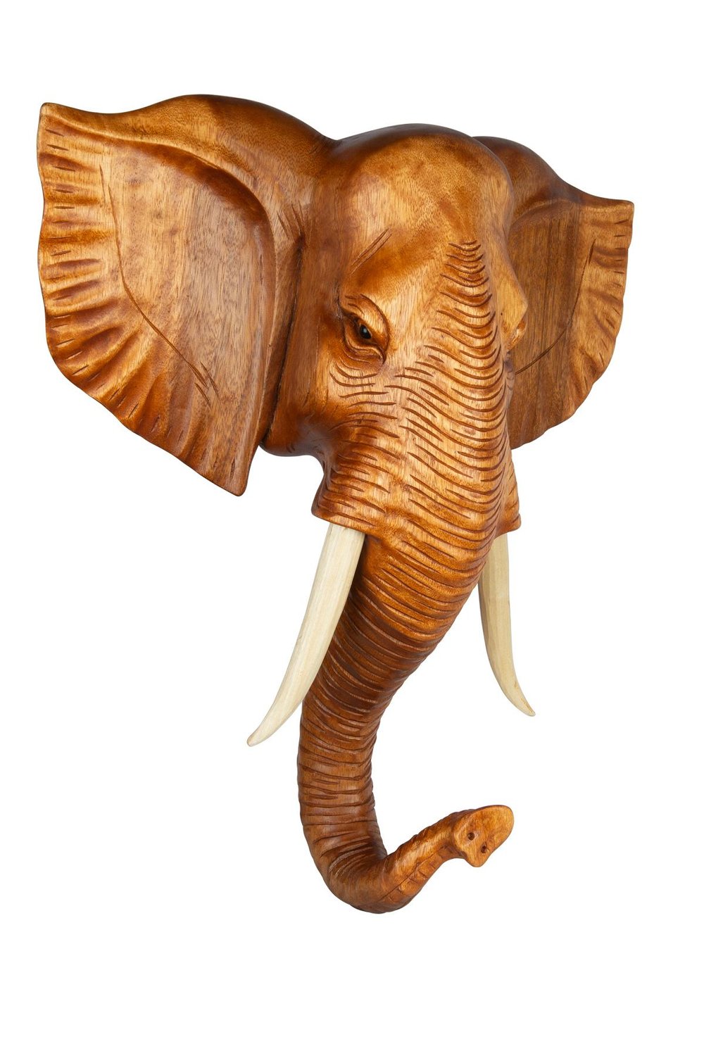 Dekoratif Ahşap Fil Objesi El Yapımı Doğal Tasarım 40 cm x 46 cm