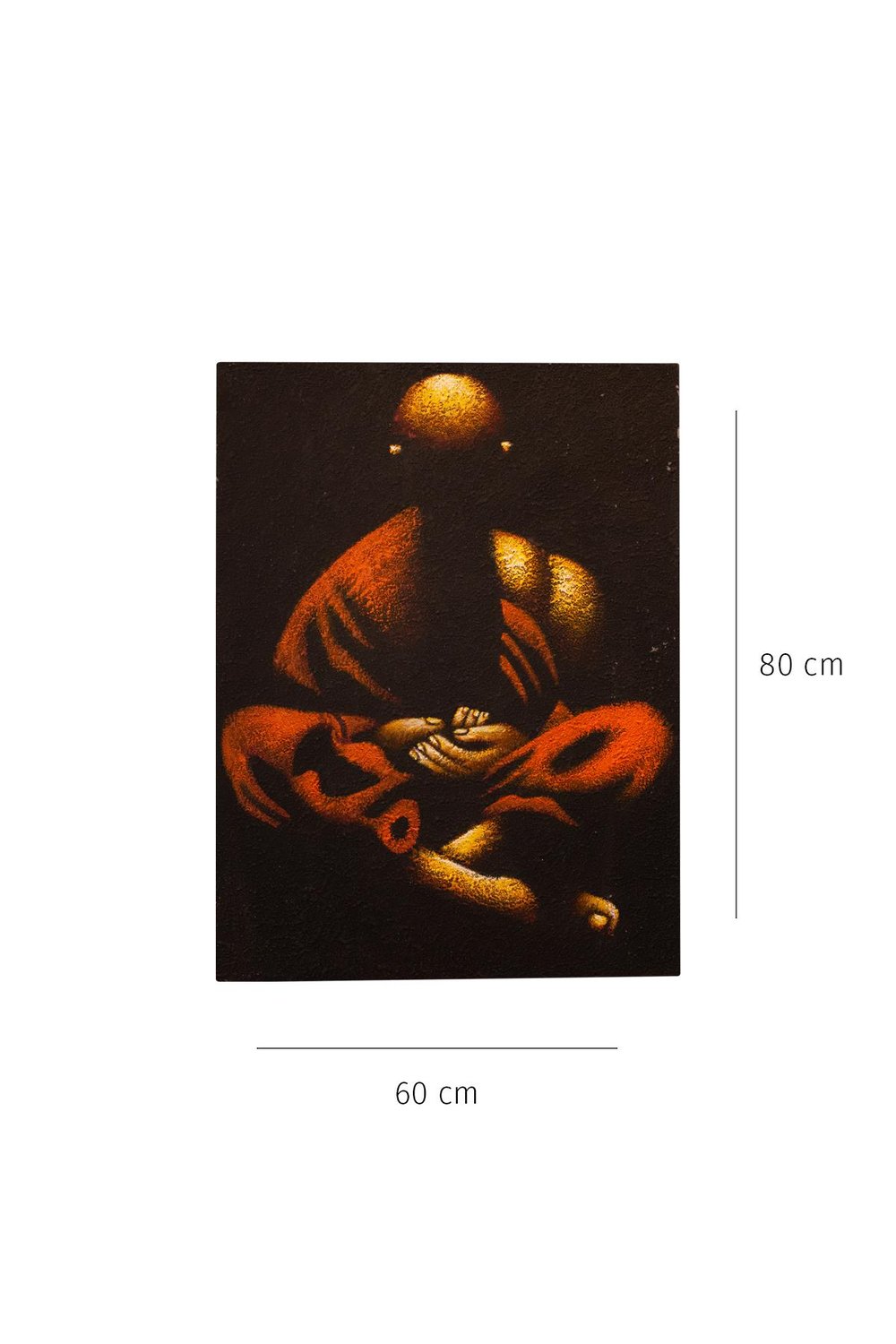 Meditasyon Halindeki Buda Kırmızı ve Altın Tonlarda Tuval Tablo