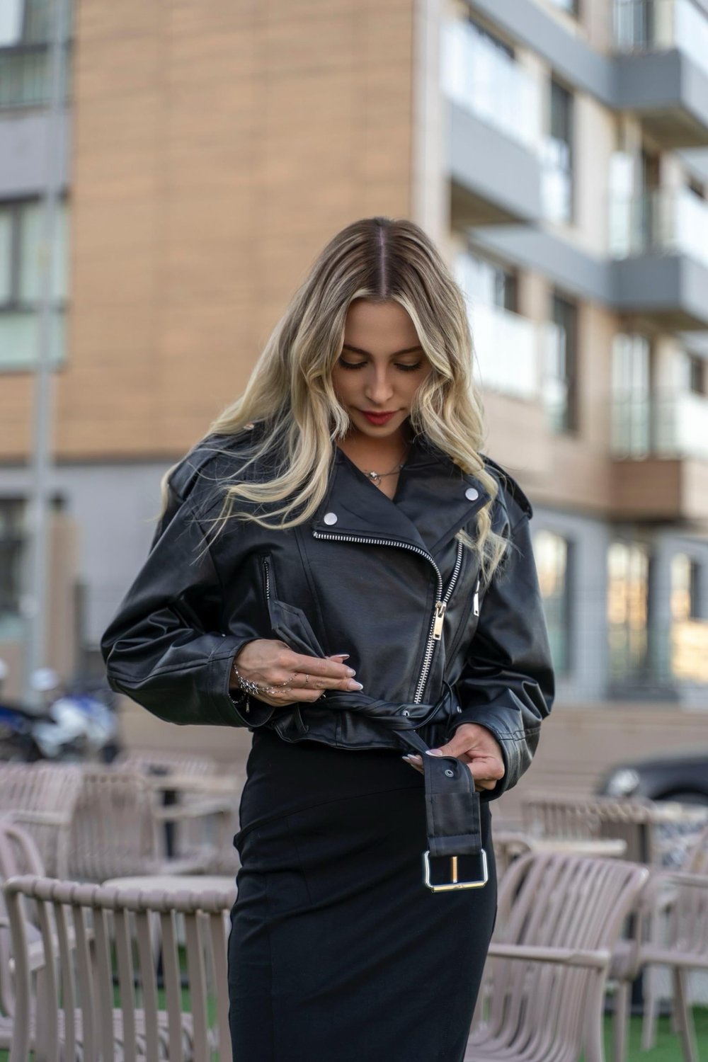 Oversize Crop Deri Ceket