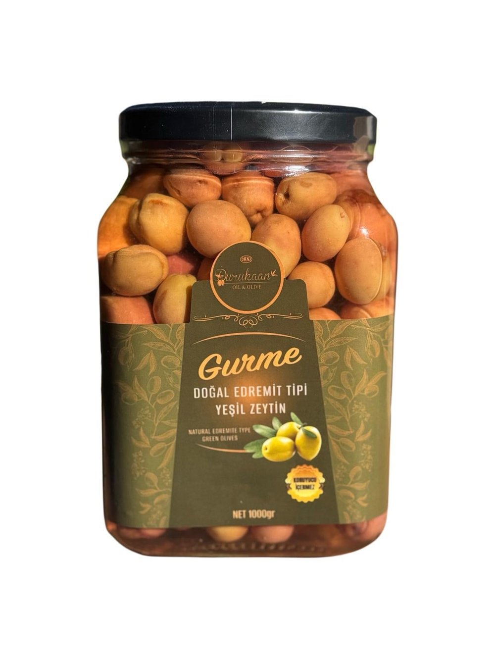 DOĞAL EDREMİT TİPİ YEŞİL ZEYTİN L 1 KG