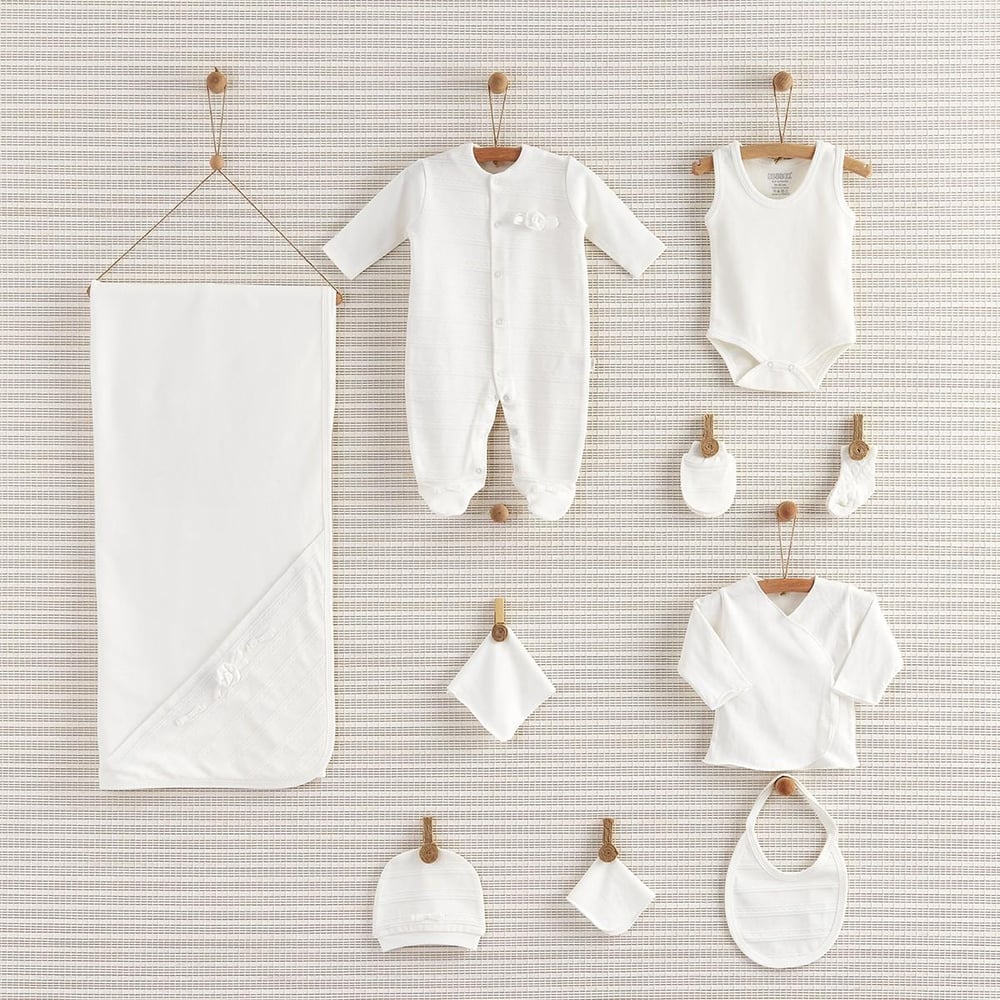 Bebbek 10'lu Hastane Çıkışı - Design Girl Çiçekli Beyaz