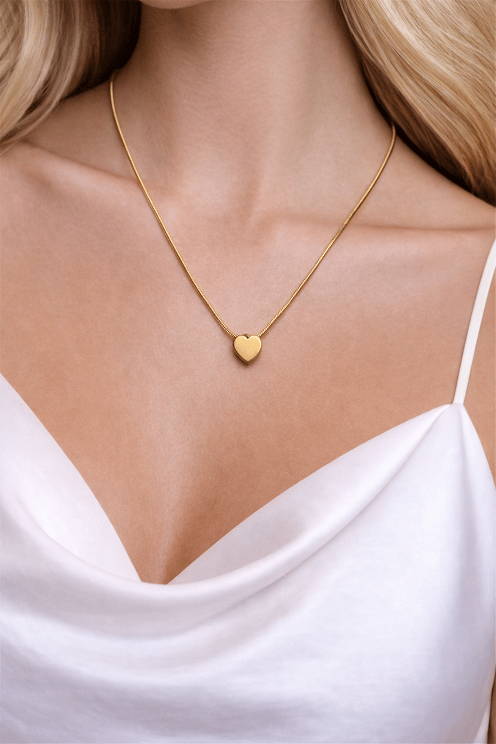 Çelik Gold Kalp   Model Küpe 