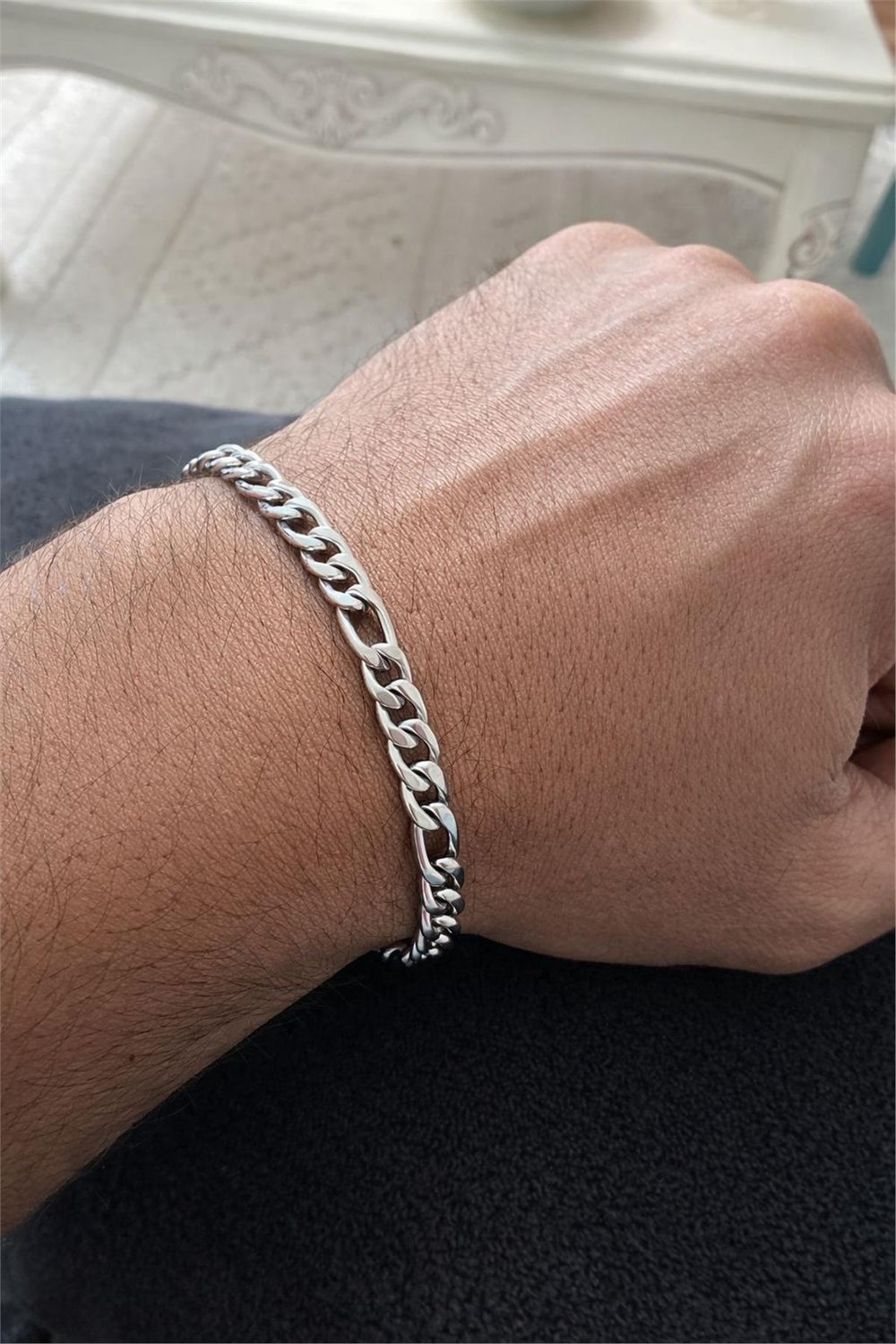 Çelik Gümüş Zincir Model Bileklil 