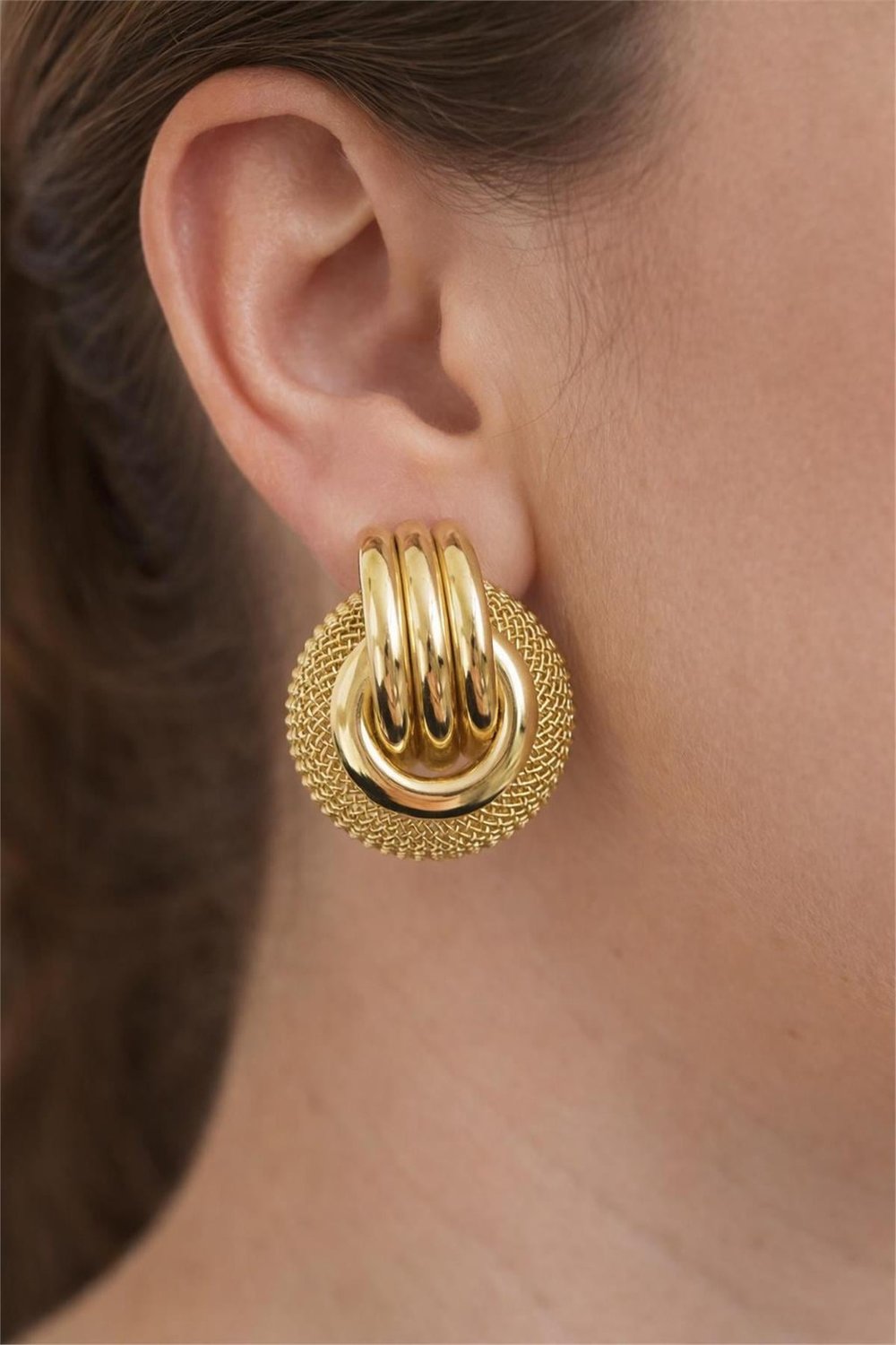 Gold Silindir Küçük  Küpe