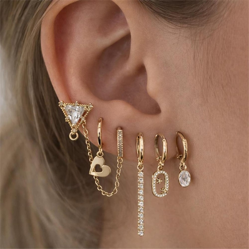 Gold Su Yolu Yıldız 6 Lı Küpe 