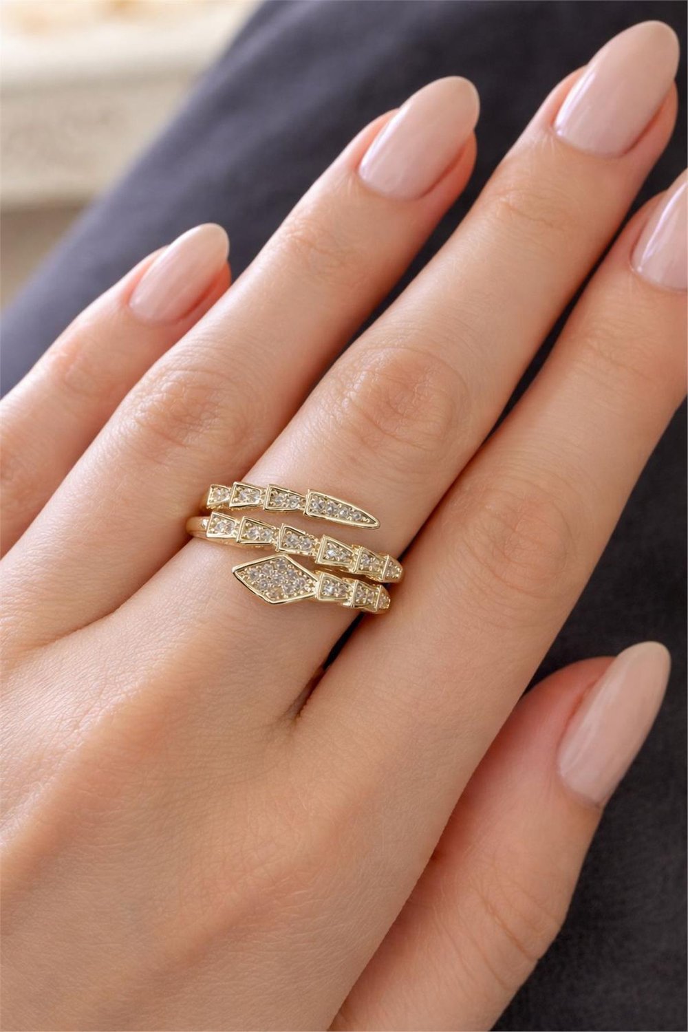 Gold Yılan Model Yüzük 