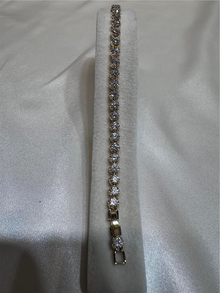 Gold Zirkon Taş İthal 14.K Su Yolu (Şans) Bileklik 