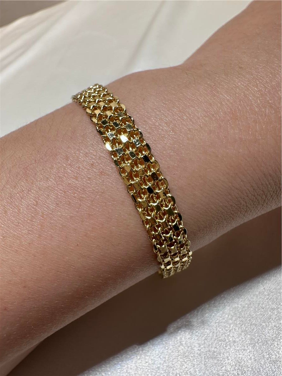 Gold Zirkon Taş İthal 14.K Sır Bileklik 