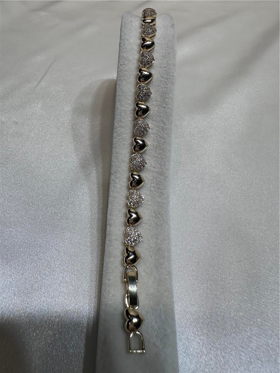 Gold Zirkon Taş İthal 14.K Kalp (Şans )Bileklik 