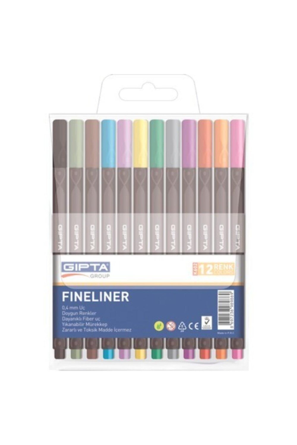 0,4 mm 12 Renk Fineliner Kalem