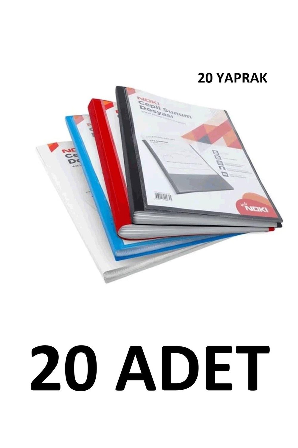 20 Adet 20 Yaprak Cepli Sunum Dosyası Karışık Renk