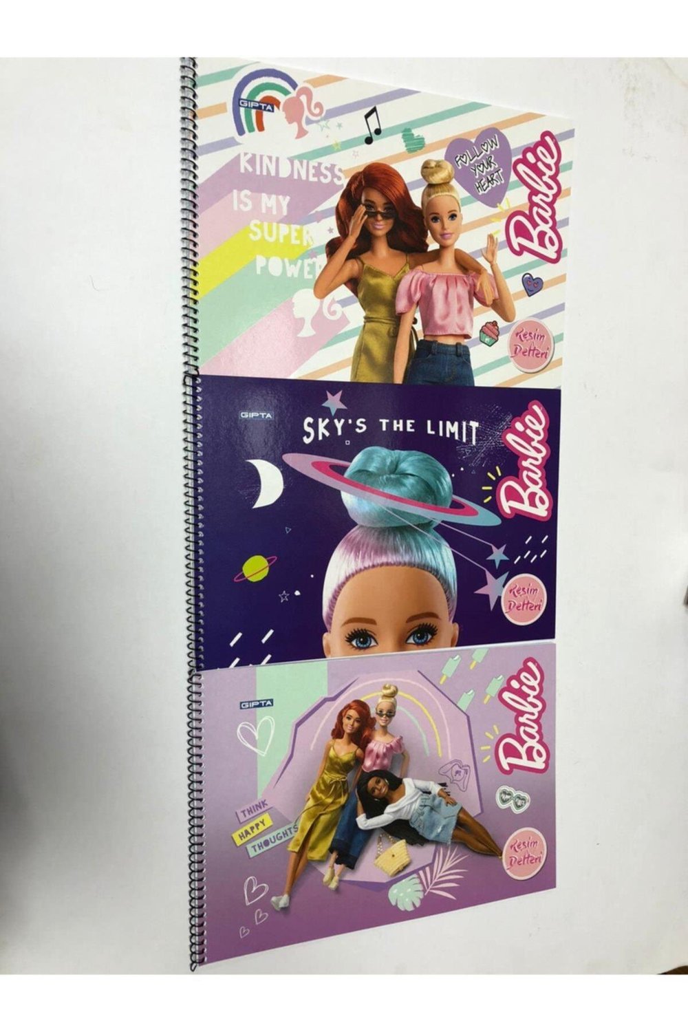 3 Adet Barbie Lisanslı Spiralli Resim Defteri 25*35 Ebatında 15 Yaprak