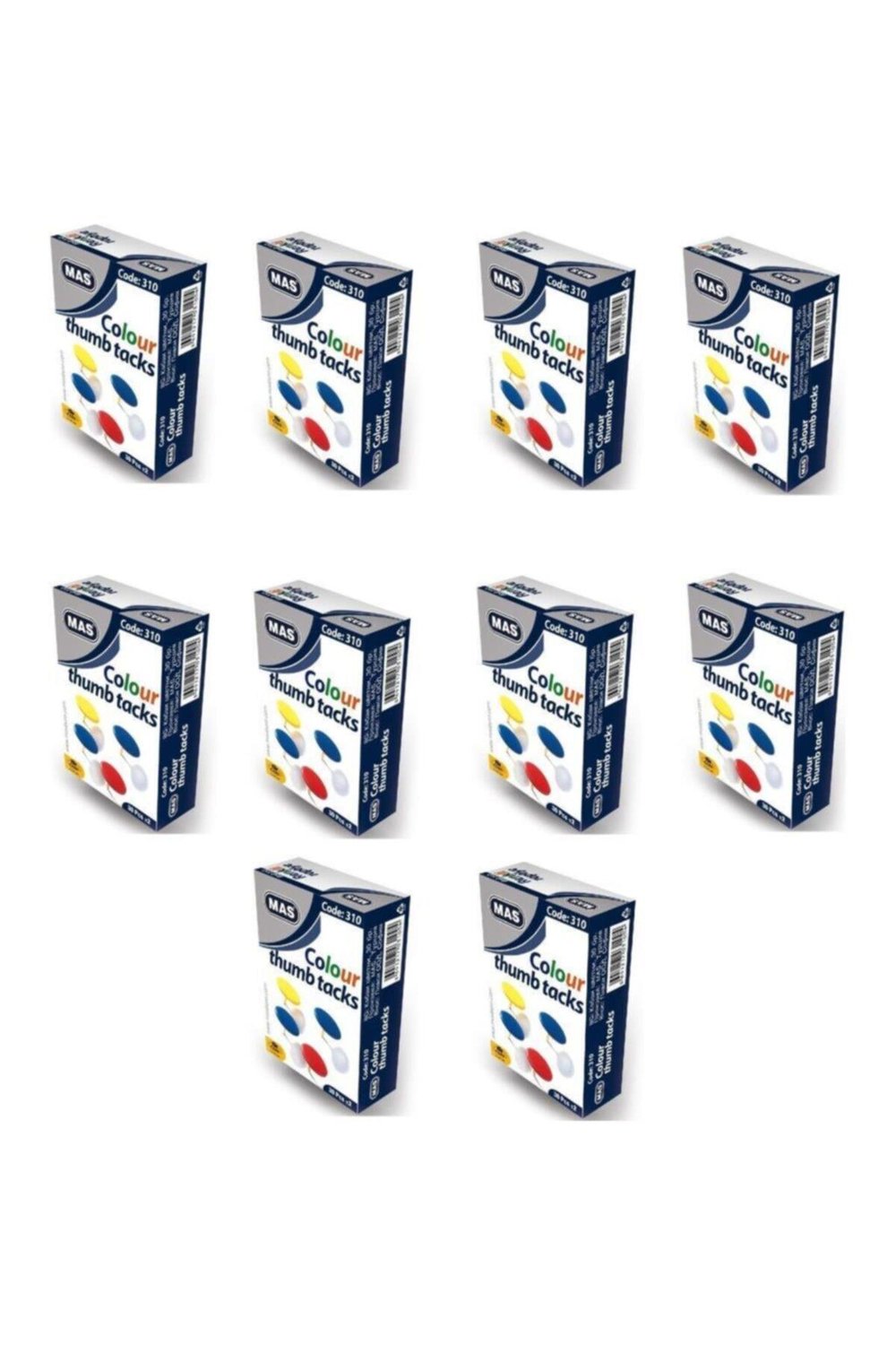 310 Renkli Raptiye ( Pvc Kaplı ) Beyaz 10 Adet