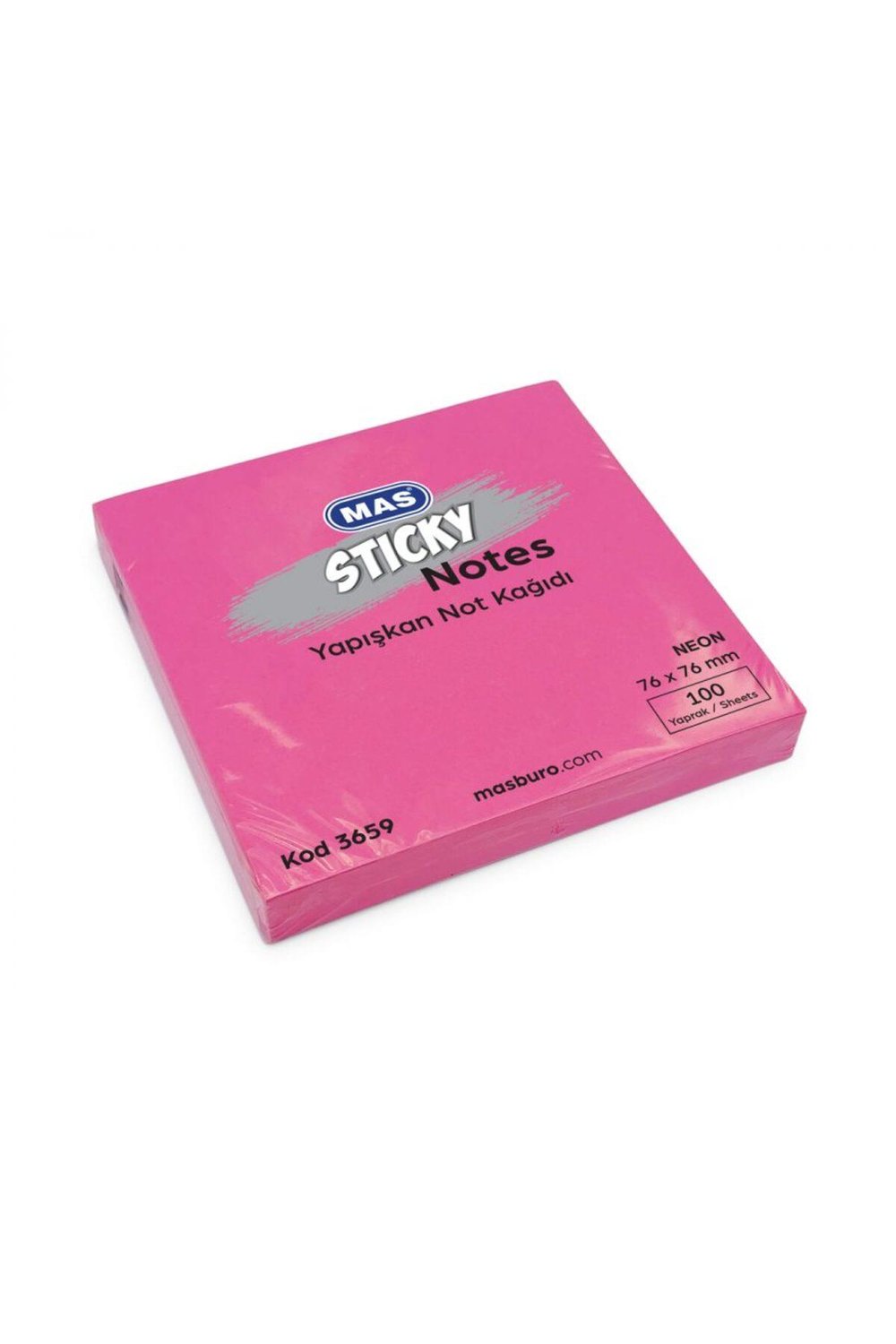 3659 Yapışkanlı Not Kağıdı 76mmx76mm 100 Sayfa Neon Pembe Renk