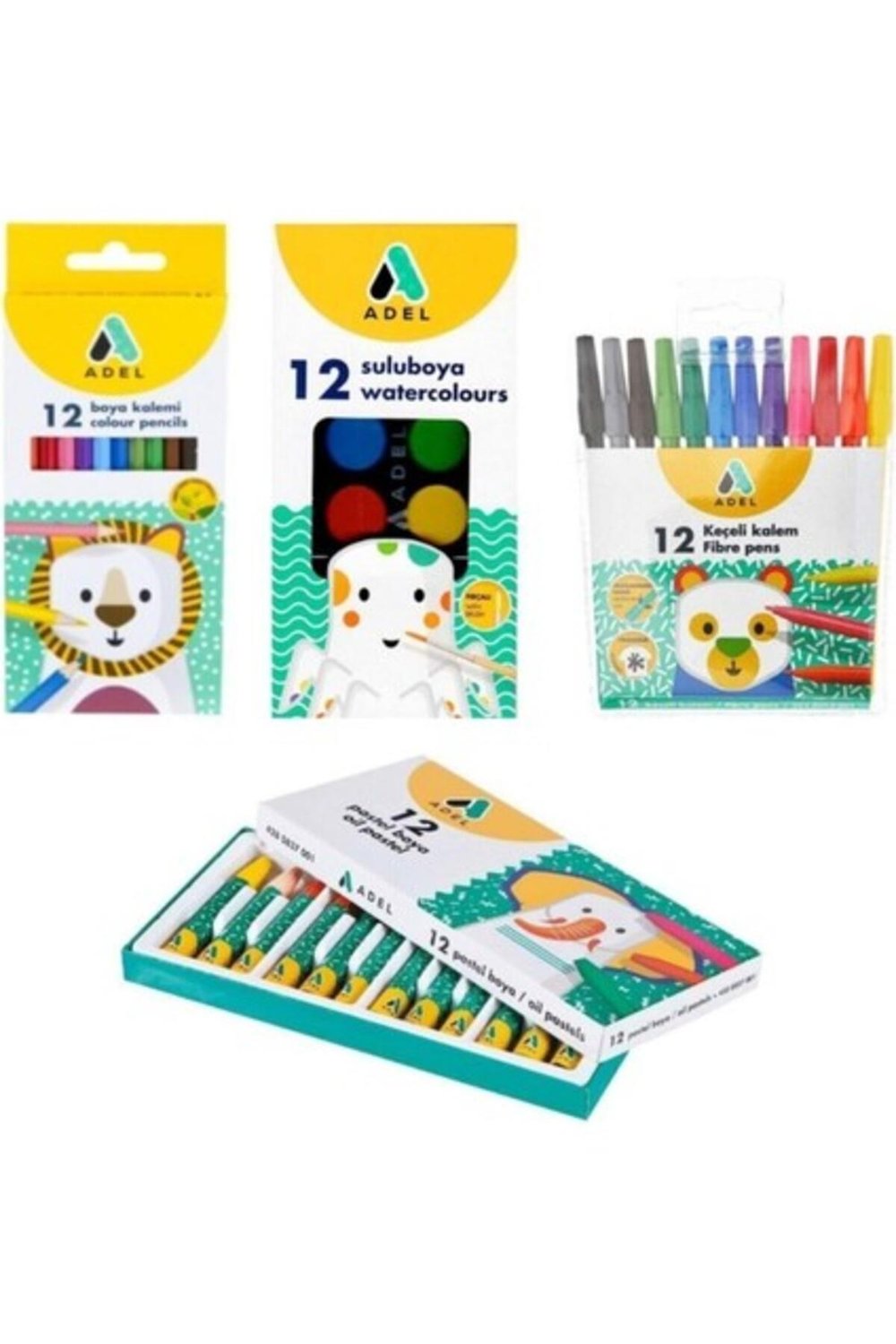 4 Lü Boya Kırtasiye Seti (Kuru+Sulu+Pastel+Keçeli)