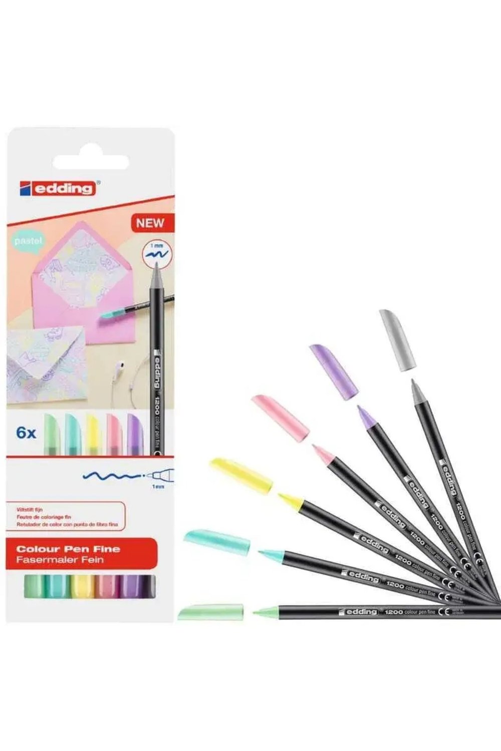6lı Set Pastel Renkler 1200 Ince Uçlu Keçeli Kalem Grafik Kalemi