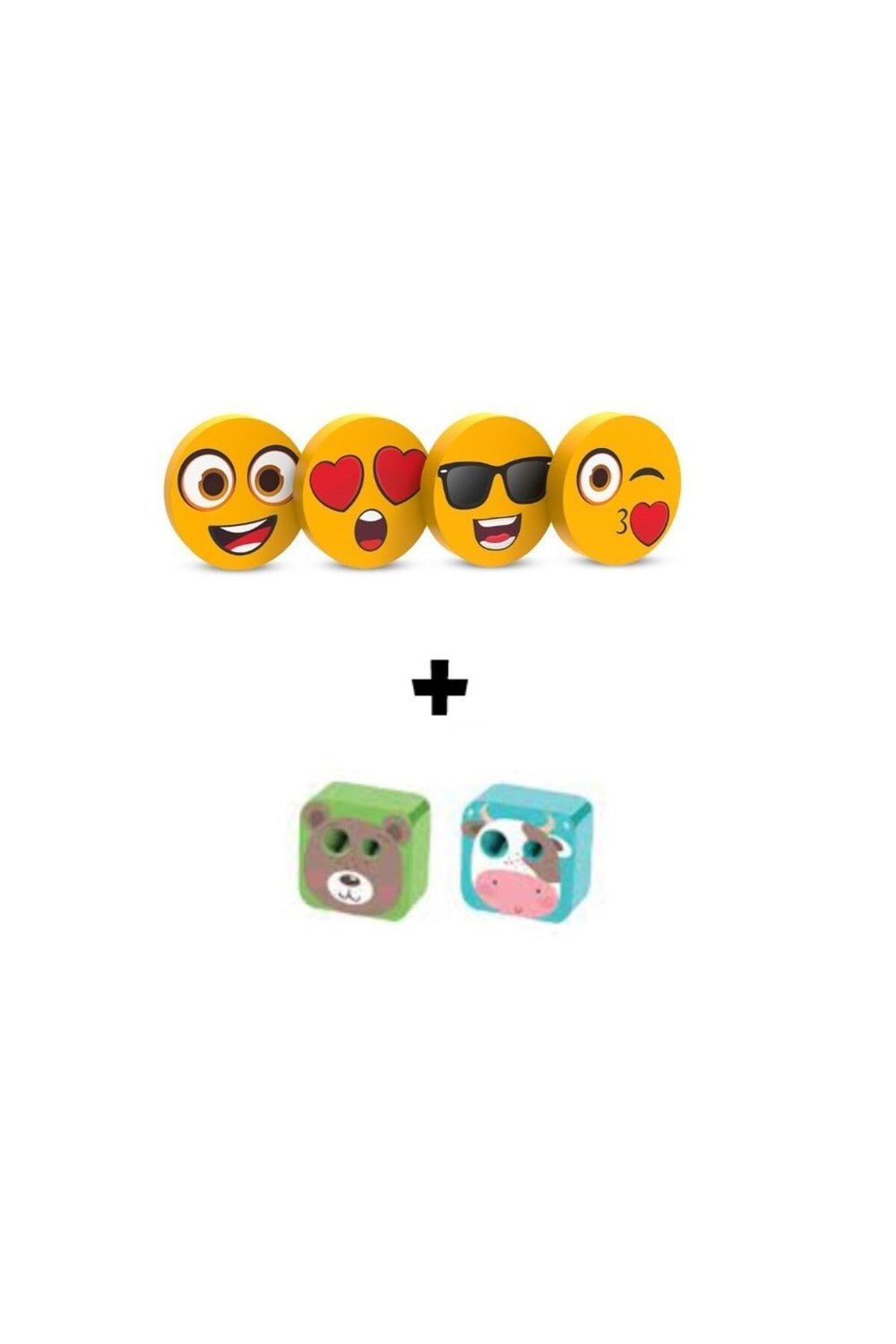 ART.17 SİLKA 4 ADET FUNNY SERİSİ SİLGİ ve 2 ADET CUBİE KALEMTRAŞ SETİ (ERKEK ÖĞRENCİ)