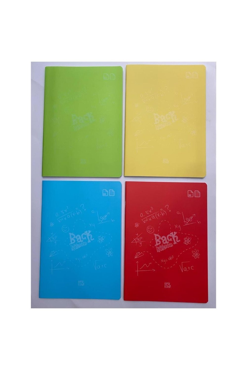 Back A4 Defter Plastik Kapak Tel Dikişli 80 Yaprak 2 Çizgili +2 Kareli ( 4 Adet )
