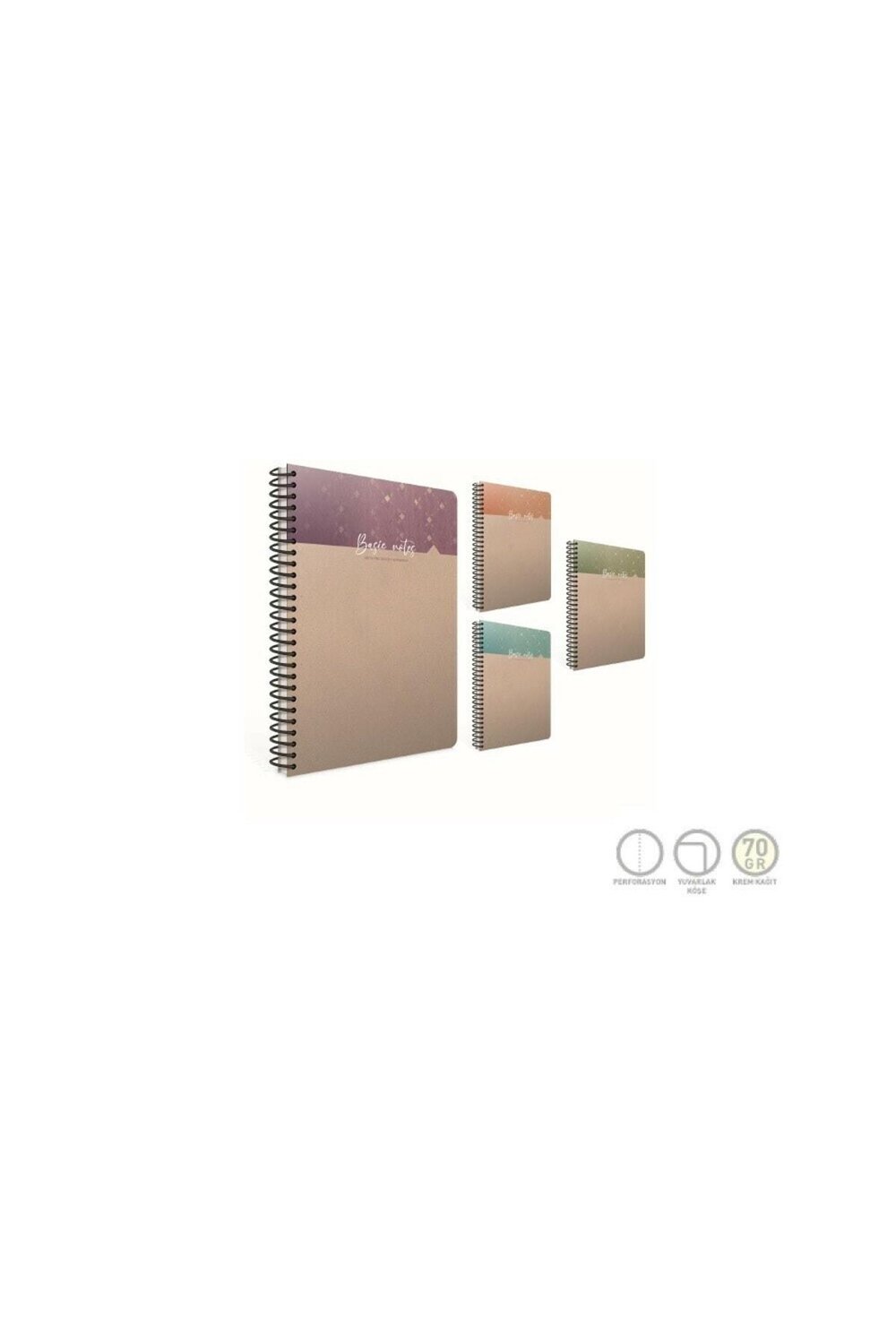 Basic Notes Spiralli Sert Kapak Not Defteri A5 100 Yaprak Kareli (4 Lü Paket) 5497