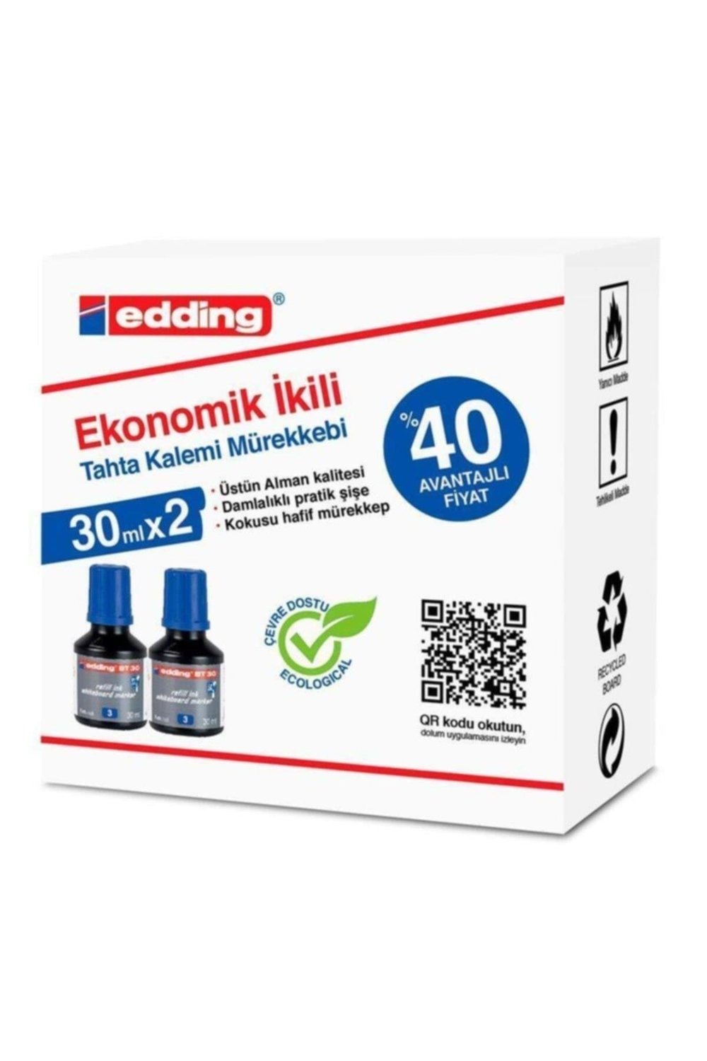 Bt30 Tahta Kalem Mürekkebi Damlalıklı Ekonomik 30 ml Mavi (2 Li Paket)