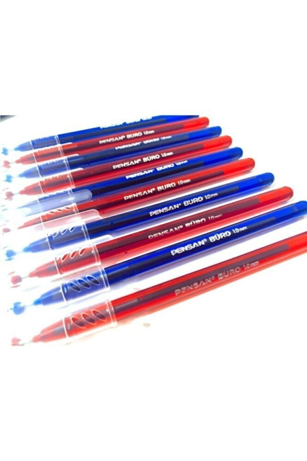 Büro 1.0 Mm Tükenmez Kalem 5 Kırmızı Kalem, 5 Mavi Kalem