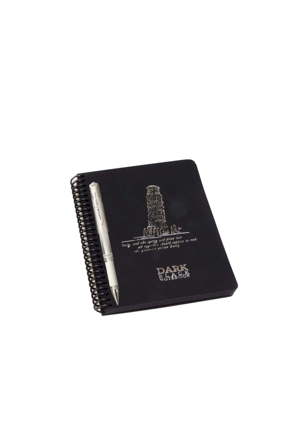 Dark Spiralli Pp Kapak Defter 12x17-50 Yaprak Çizgisiz + Uni-ball Beyaz Kalem
