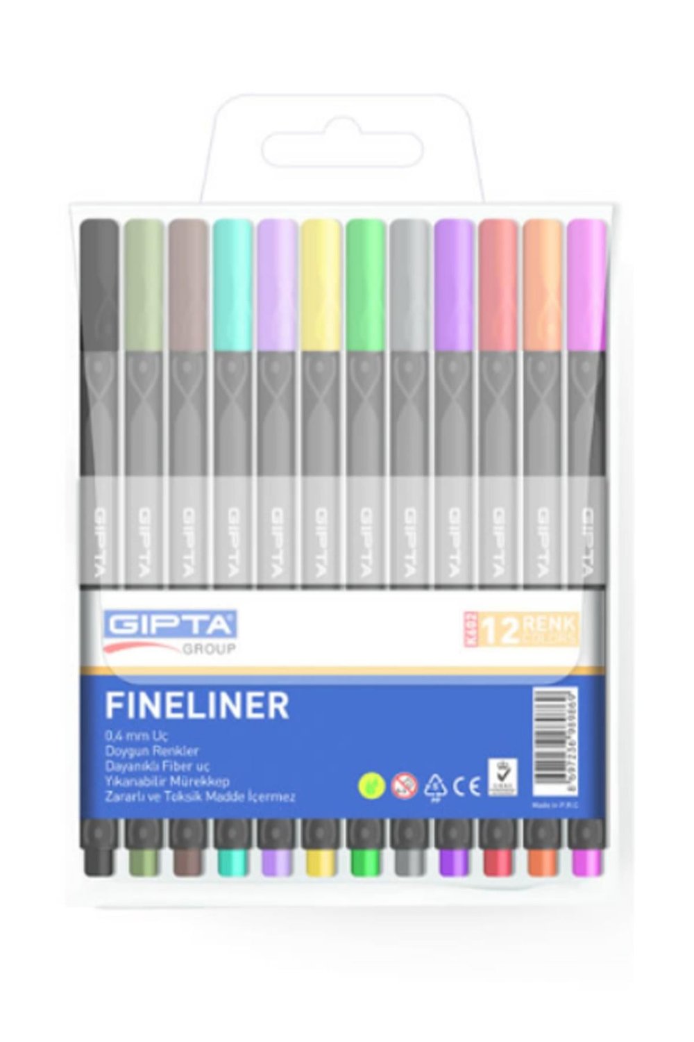 Fineliner Kalem 0.4mm Pvc Blister Üçgen 12 Renk