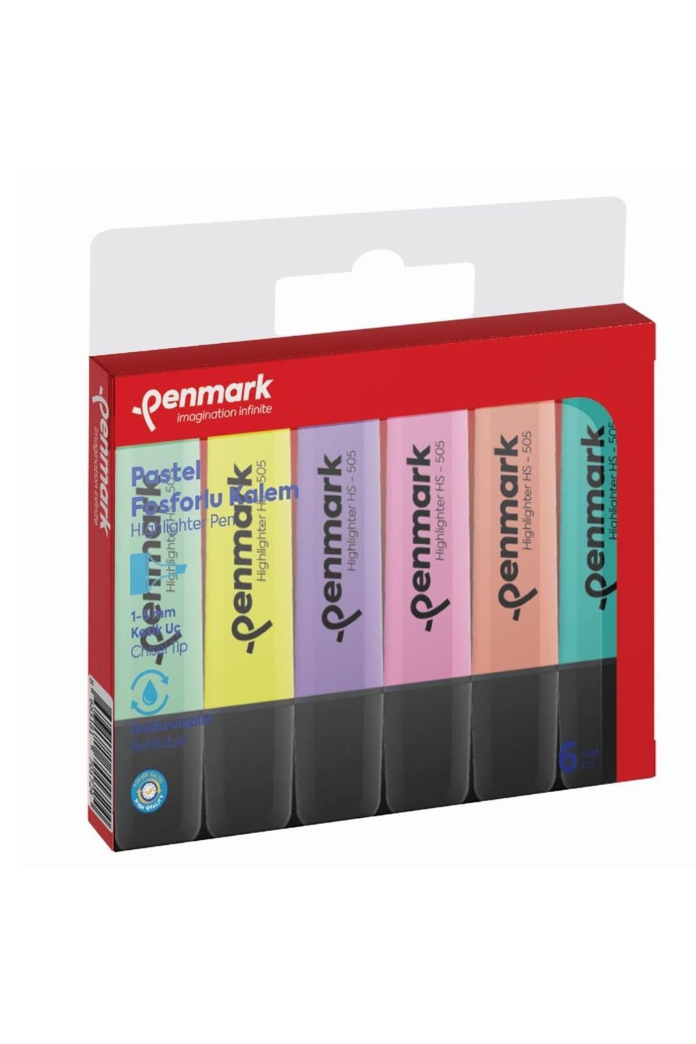 Fosforlu Kalem 6 Lı Karışık Renk Pastel HS 505 6P