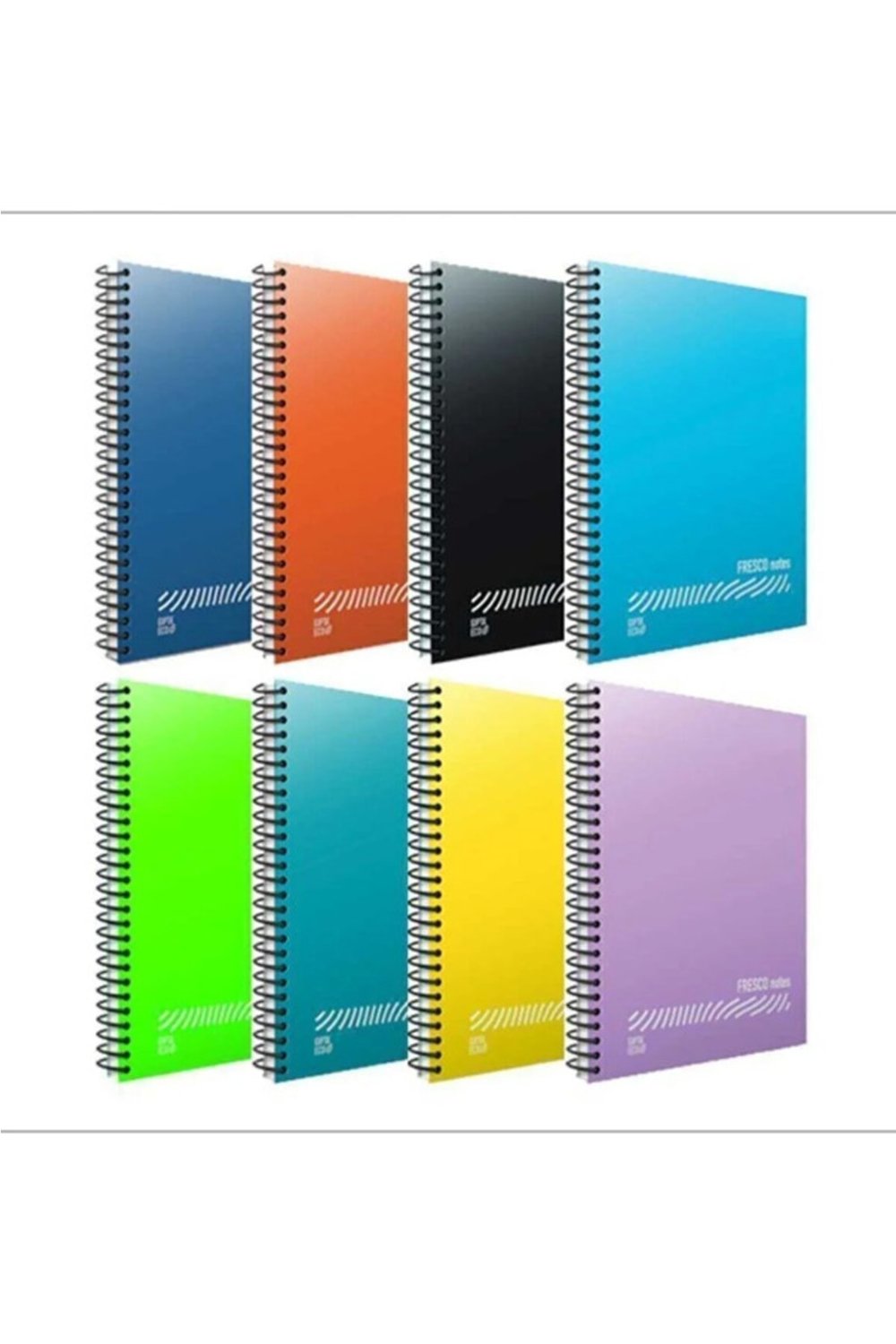Fresco Spiralli Pp Kapak A4 120 Yaprak Defter Seti - 4 Kareli, 4 Çizgili 8'li
