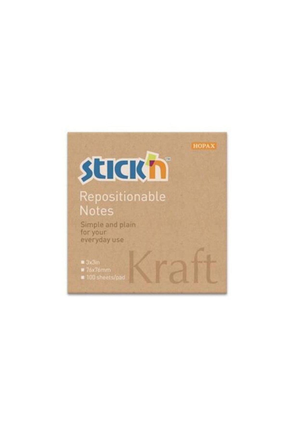 Hopax Stickn Yapışkanlı Not Kağıdı Kraft 100 Yaprak 76 X 76 Mm (1 Paket 12 Adet)