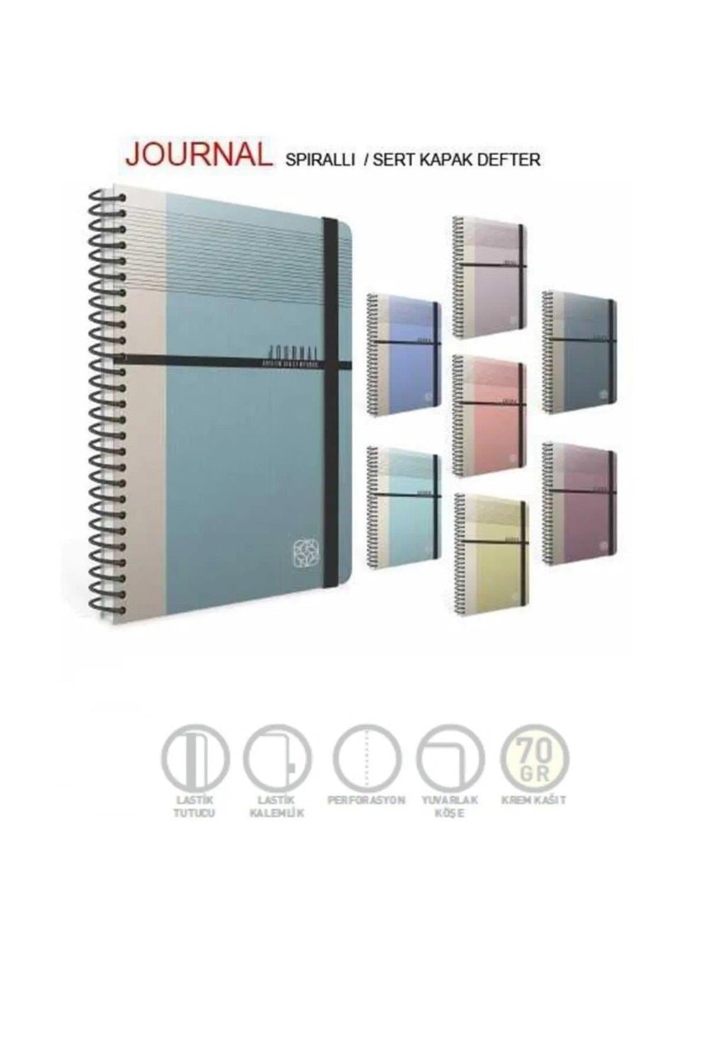 Journal Spiralli Sert Kapak 17x24 120 Yaprak Çizgili Defter