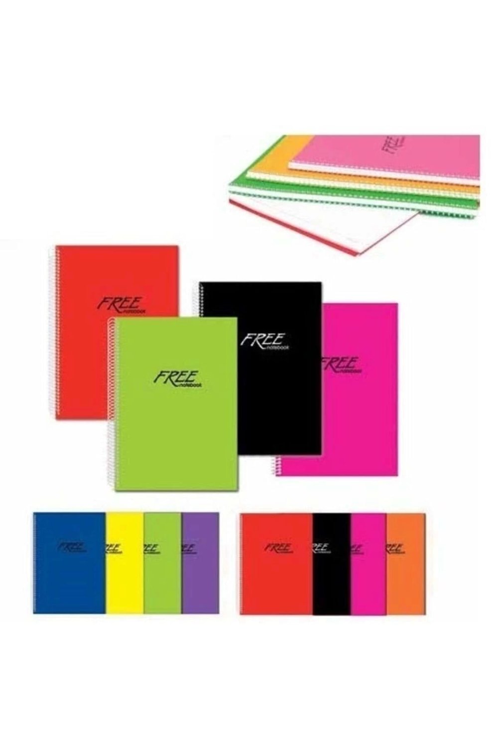 K. Color Free A4 60 Yaprak Kareli Plastik Kapak Spiralli Defter