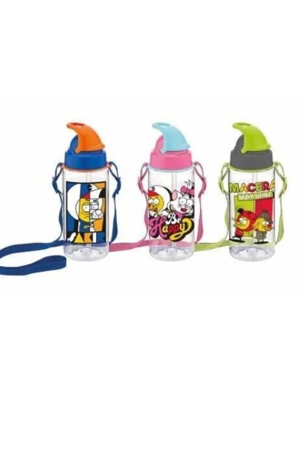 Kral Şakir Desenli Pipetli Tritan Matara 500 Ml - Pembe