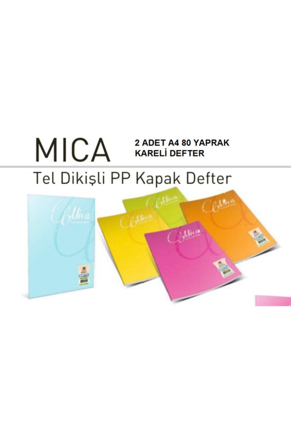 Mica A4 Plastik 2 Adet Kapak Kapak 80yp. Kareli