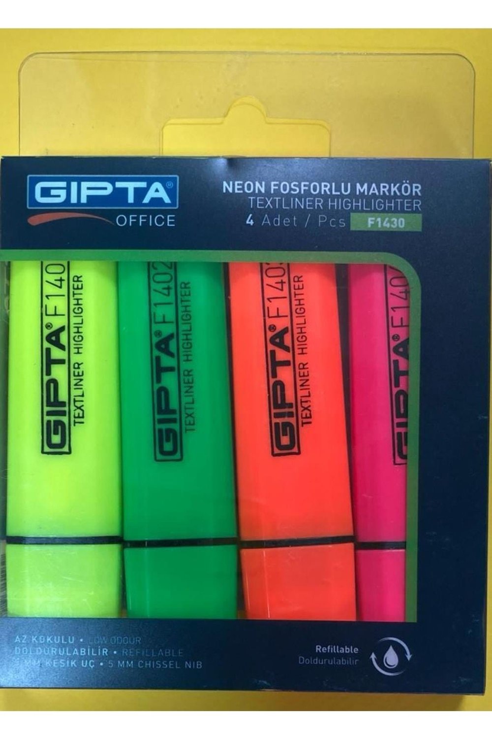 Neon Fosforlu Kalem 4 Lü Set