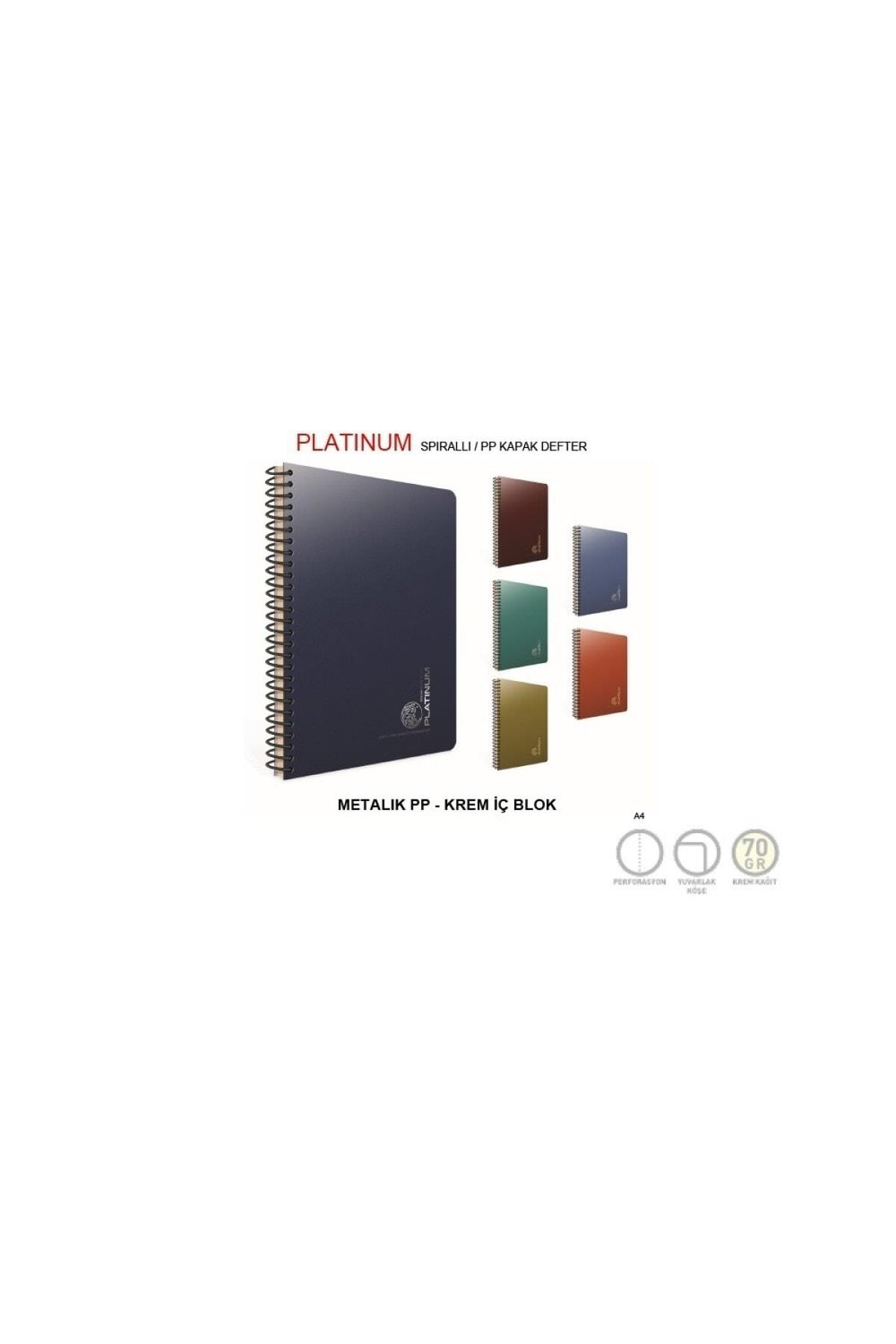 Platinum Spiralli Metalik Pp Kapak 17x24 100 Yaprak Çizgili Defter