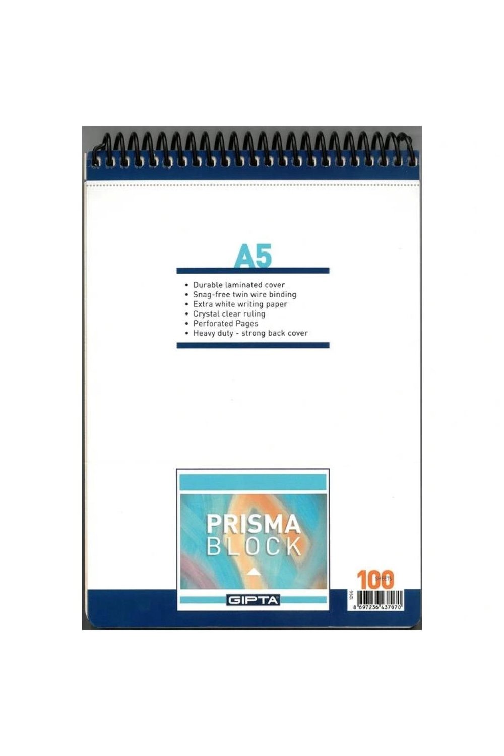 PRISMA A5 100YP. PERFORAJLI SPİRALLİ KARTON KAPAK BLOKNOT DEFTER DÜZ - 1296