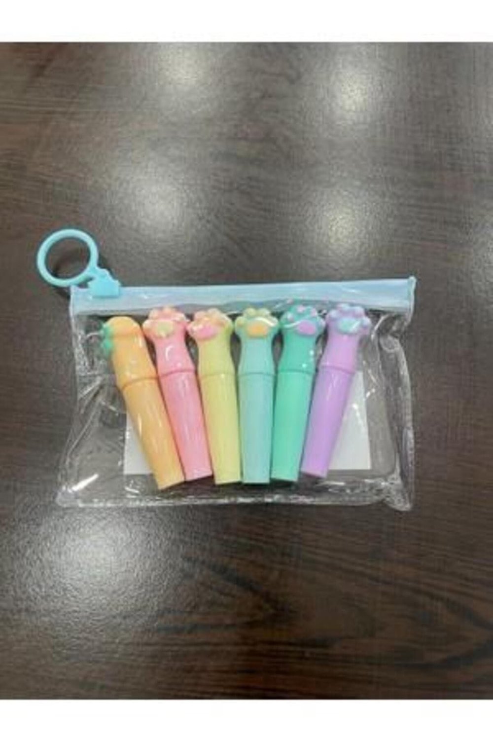 RUBENİS 6'LI PATİ ŞEKİLLİ PASTEL RENK ÇANTALI MİNİ FOSFORLU KALEM