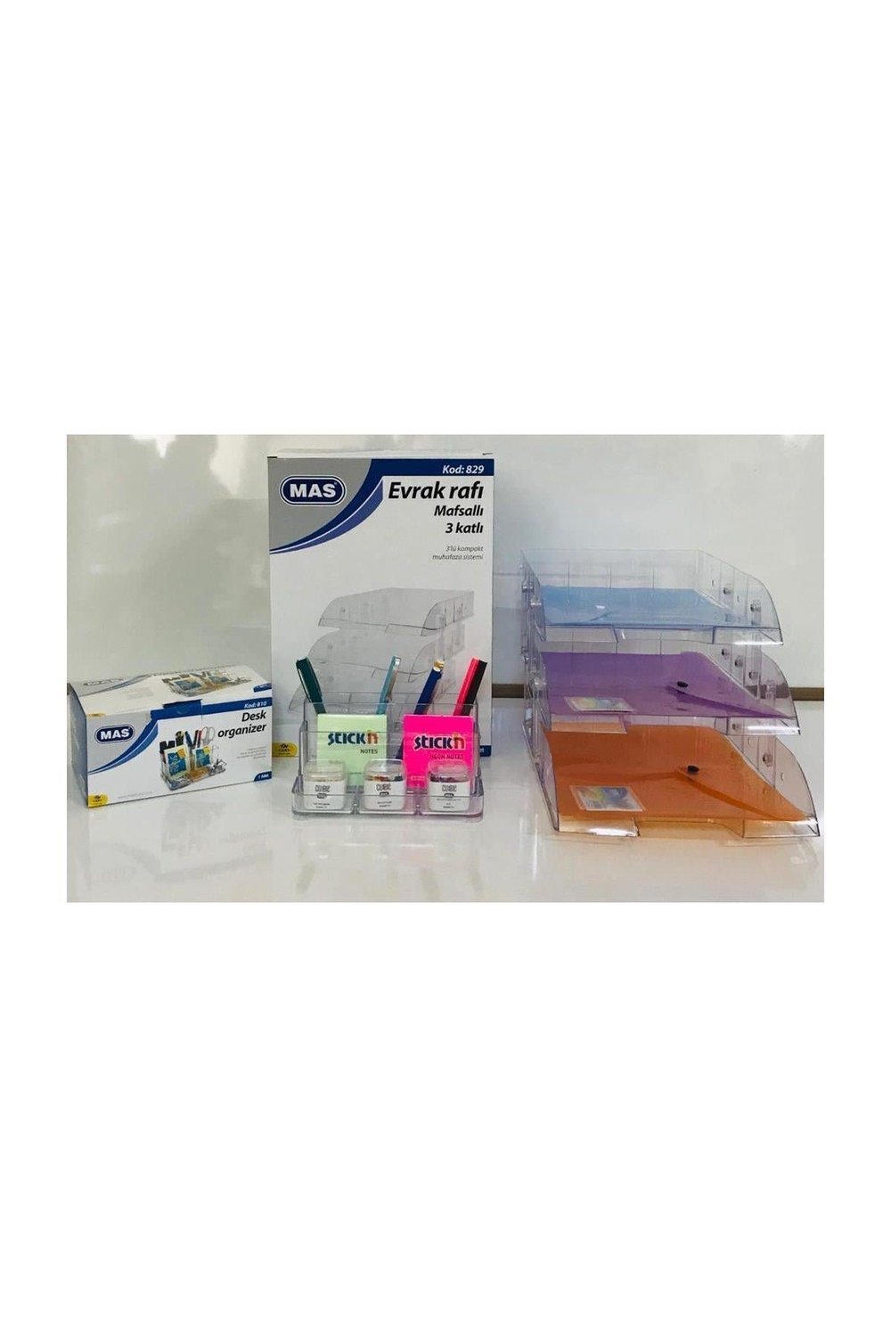 Şeffaf Evrak Rafı Ve Mas Desk Organizer 2Li Set