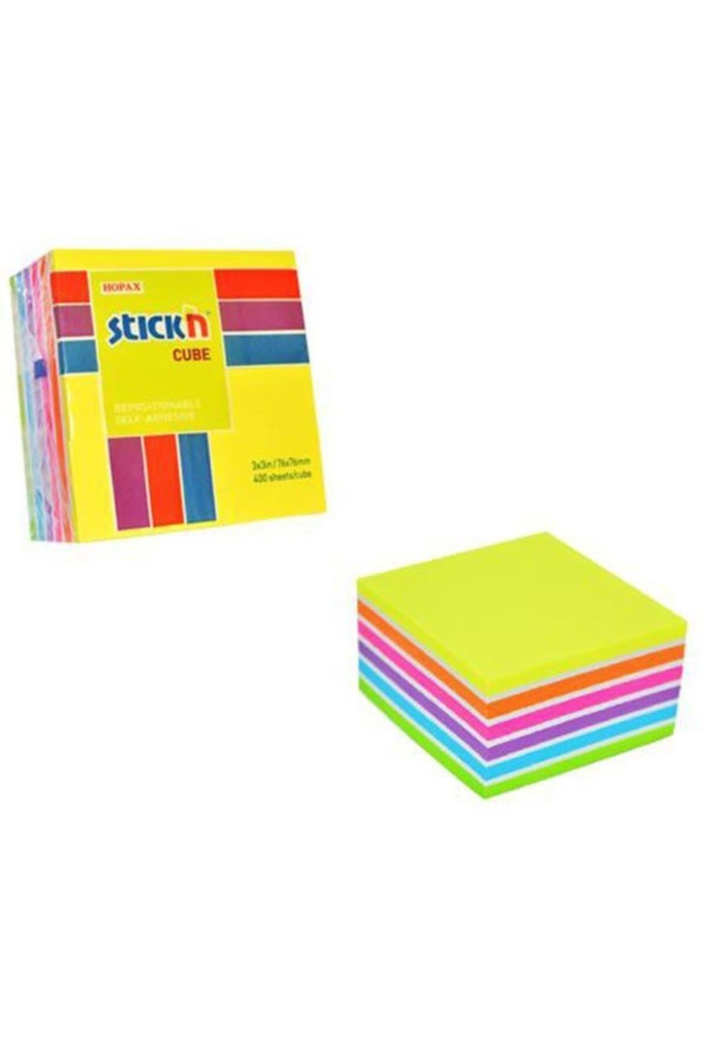 Stıckn 76x76 Neon 7 Mix Renk Yapışkanlı Küp Blok Notluk 400