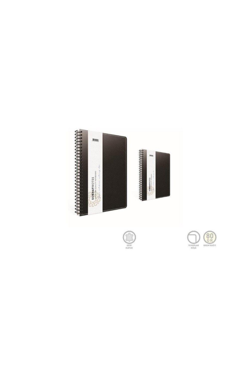 Sunday Notes Spiralli Deri Kapak Not Defteri A4 140 Yaprak Kareli (2 Li Paket) 5045