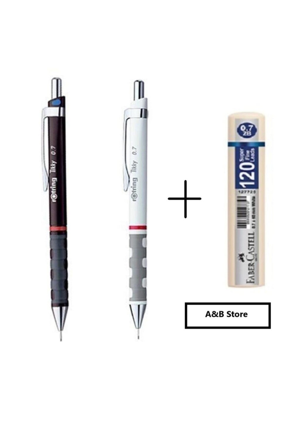 Tikky Versatil Uçlu Kalem 0.7 Set Bordo-beyaz Ve Faber Castell Grip Min 0.7 2b 120`li - Okul Seti