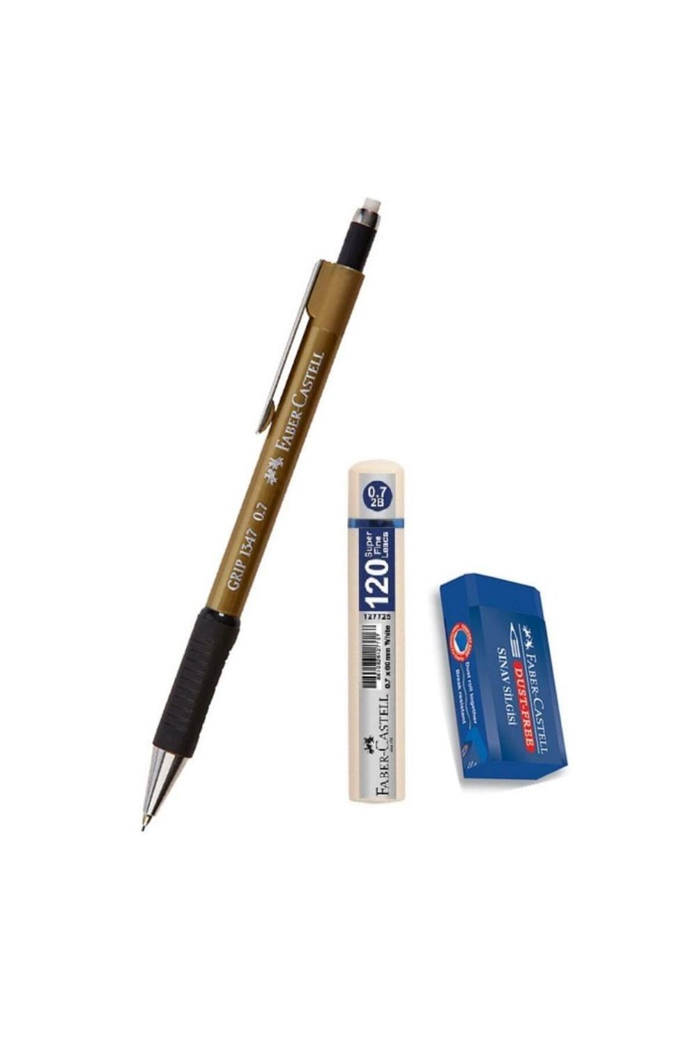 Uçlu Kalem Altın Sarı 0.7 Grip 1347 Faber 120 Li Uç Ve Sınav Silgisi Versatil Uçlu Kalem 0,7 1 Adet