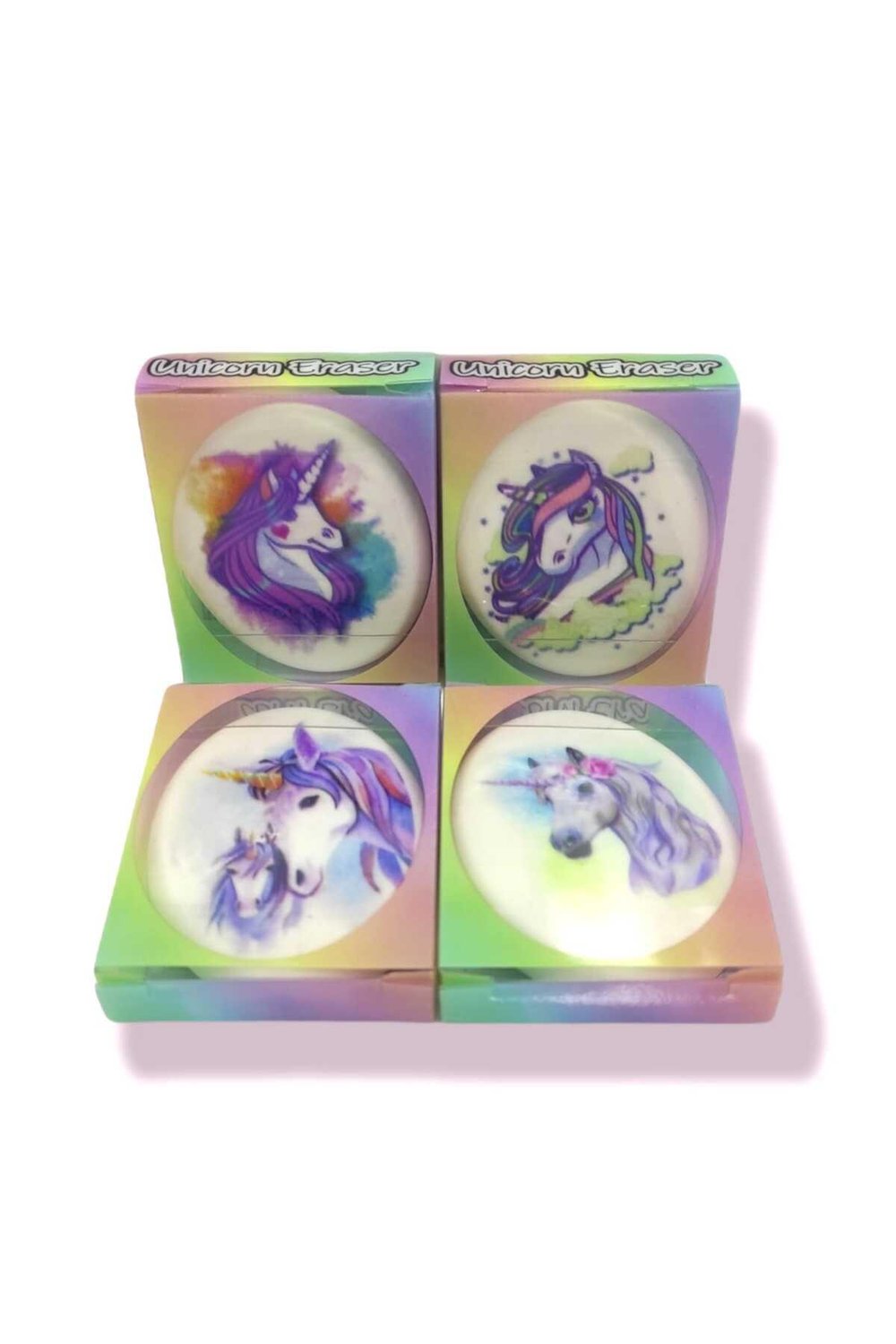 Unicorn Desenli Elips Şekilli Silgi 4 Adet